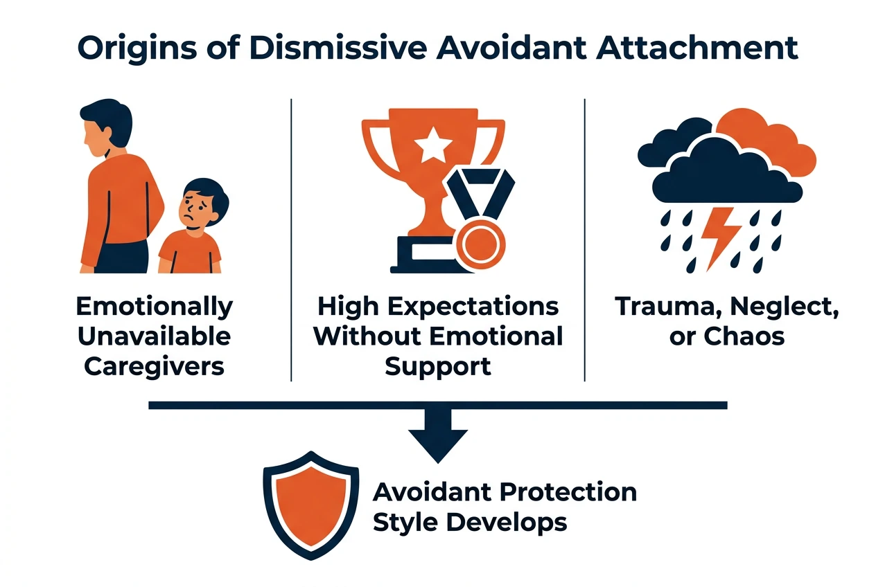 Three common origins of dismissive avoidant attachment